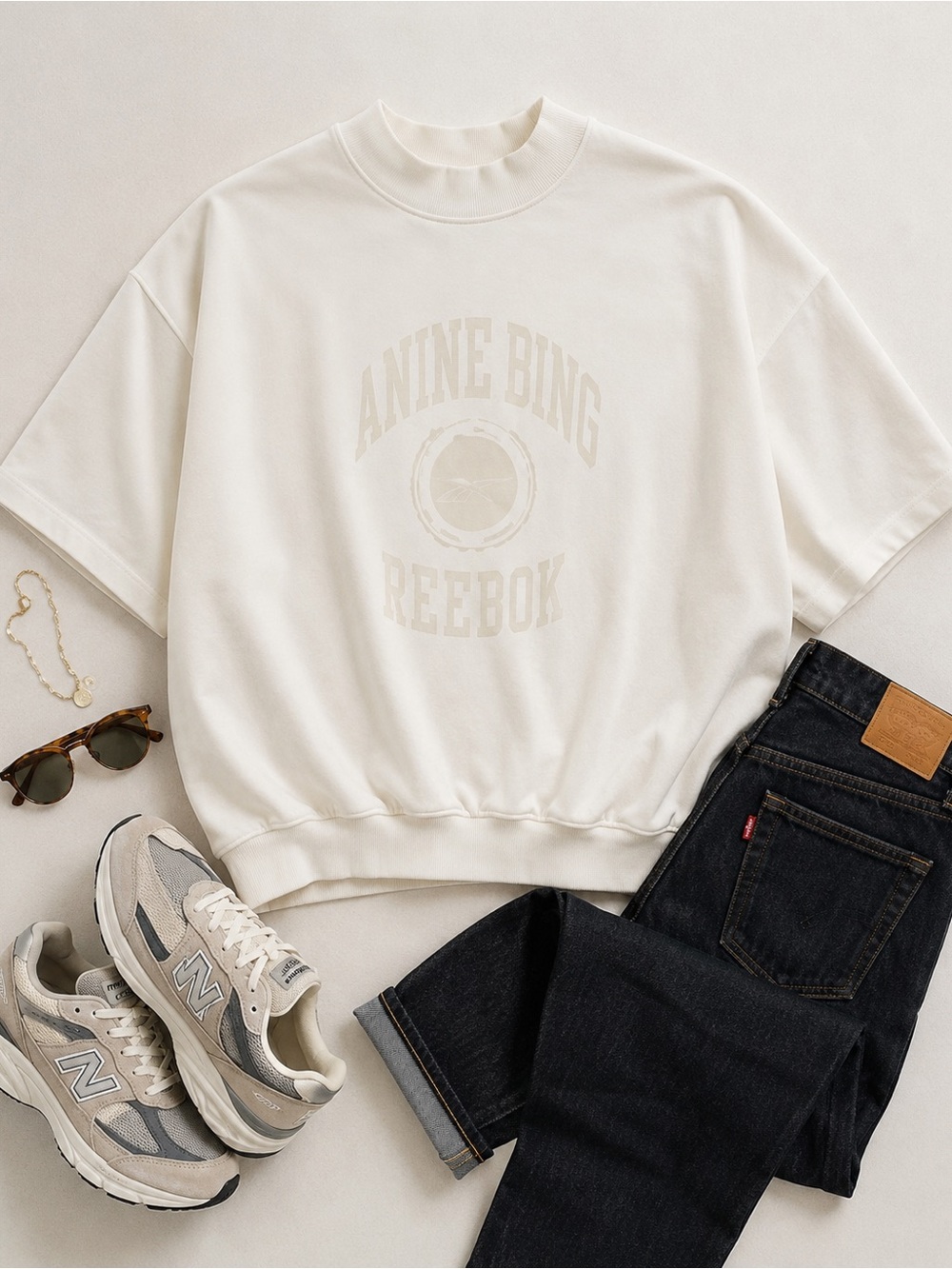 Anine Bing /Reebok Collective Cream Graphic Sweatshirt